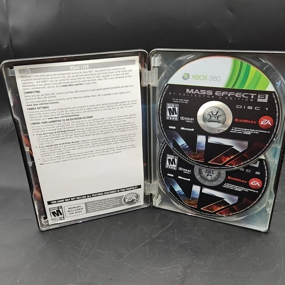Xbox 360 Mass Effect 3 Steelbook Collector's Edition 2 Disc Tested Works